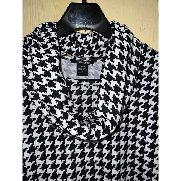 Houndstooth 2X Comfort Swing DRESS A-Line Soft Stretch Knit Removable Scarf NEW - Picture 3 of 10